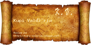 Kupi Valéria névjegykártya