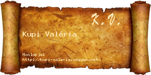 Kupi Valéria névjegykártya